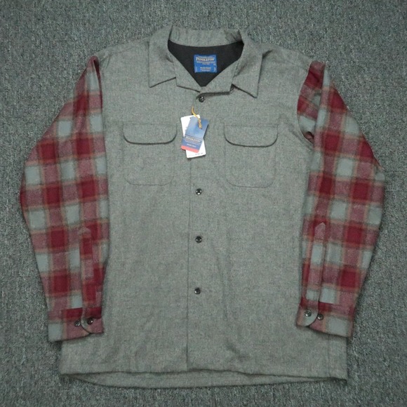 Pendleton Other - VINTAGE Pendleton Shirt Mens Large Gray Board Wool Flannel Long Sleeve NWT